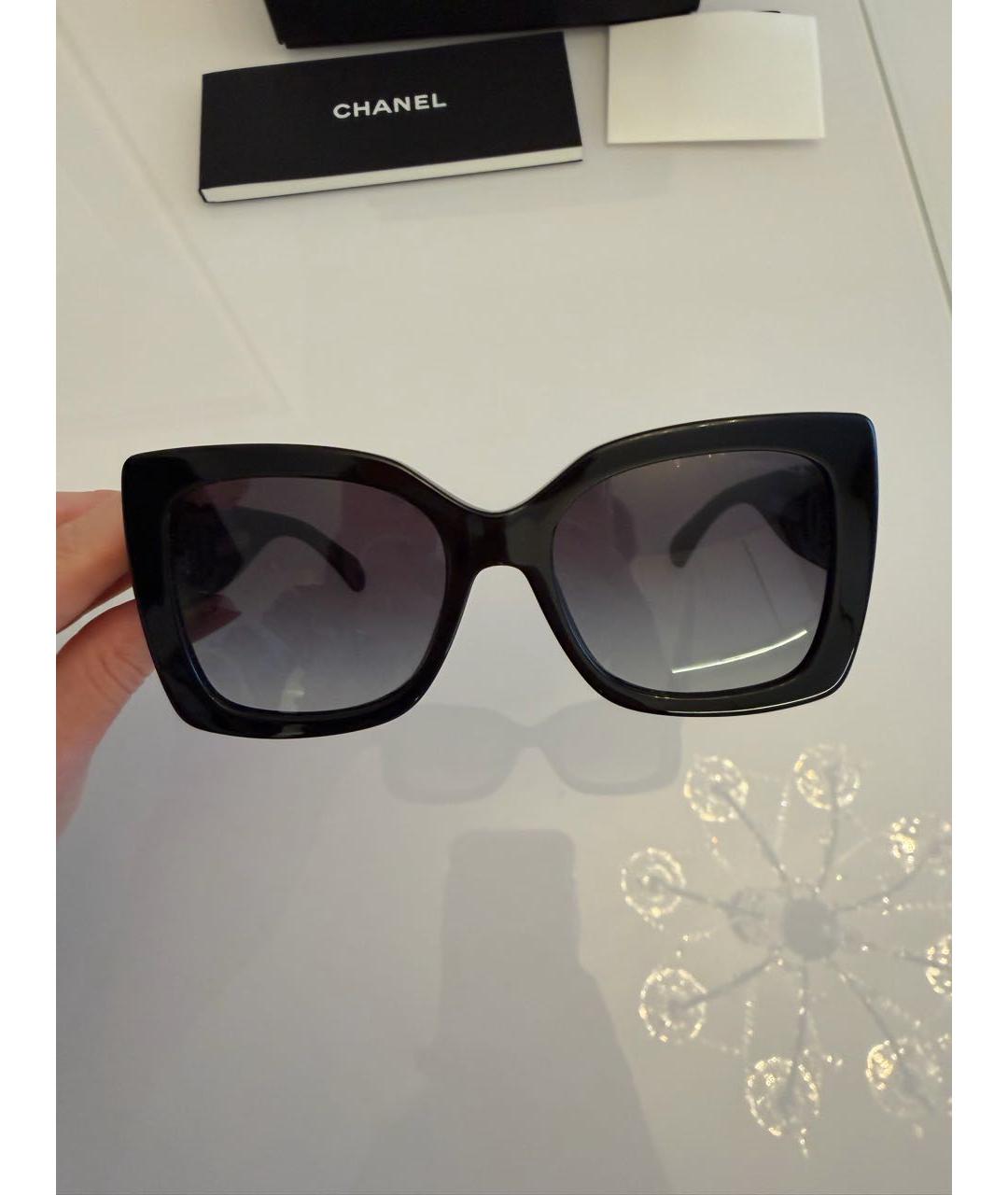 CHANEL Черные пластиковые солнцезащитные очки, фото 7
