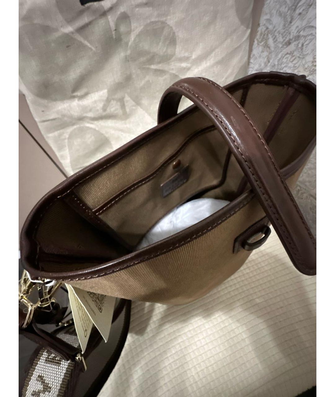 WEEKEND MAX MARA Коричневая тканевая сумка тоут, фото 4