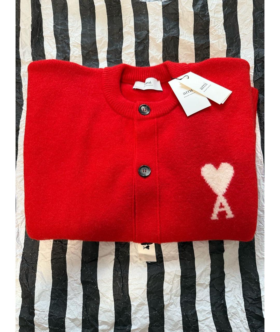 Ami Paris Красный шерстяной кардиган, фото 2