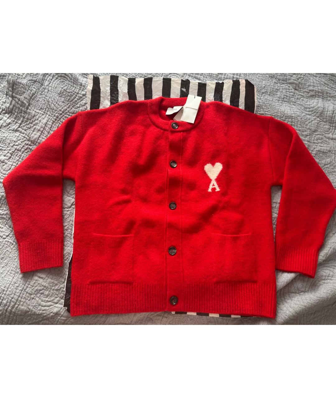 Ami Paris Красный шерстяной кардиган, фото 5