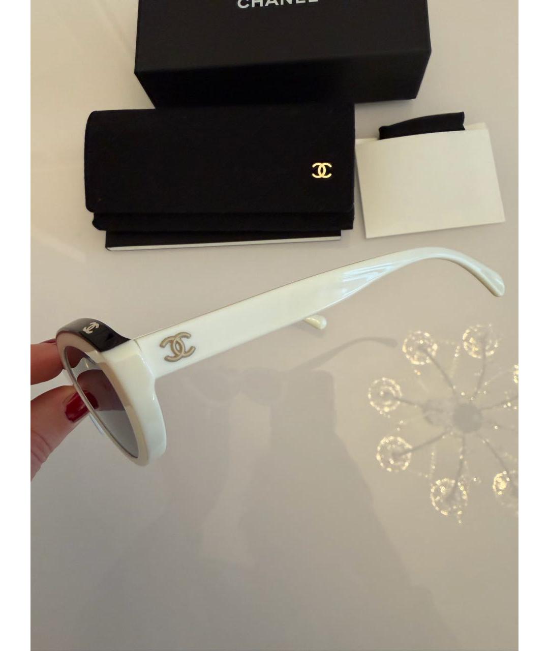 CHANEL Белые пластиковые солнцезащитные очки, фото 5