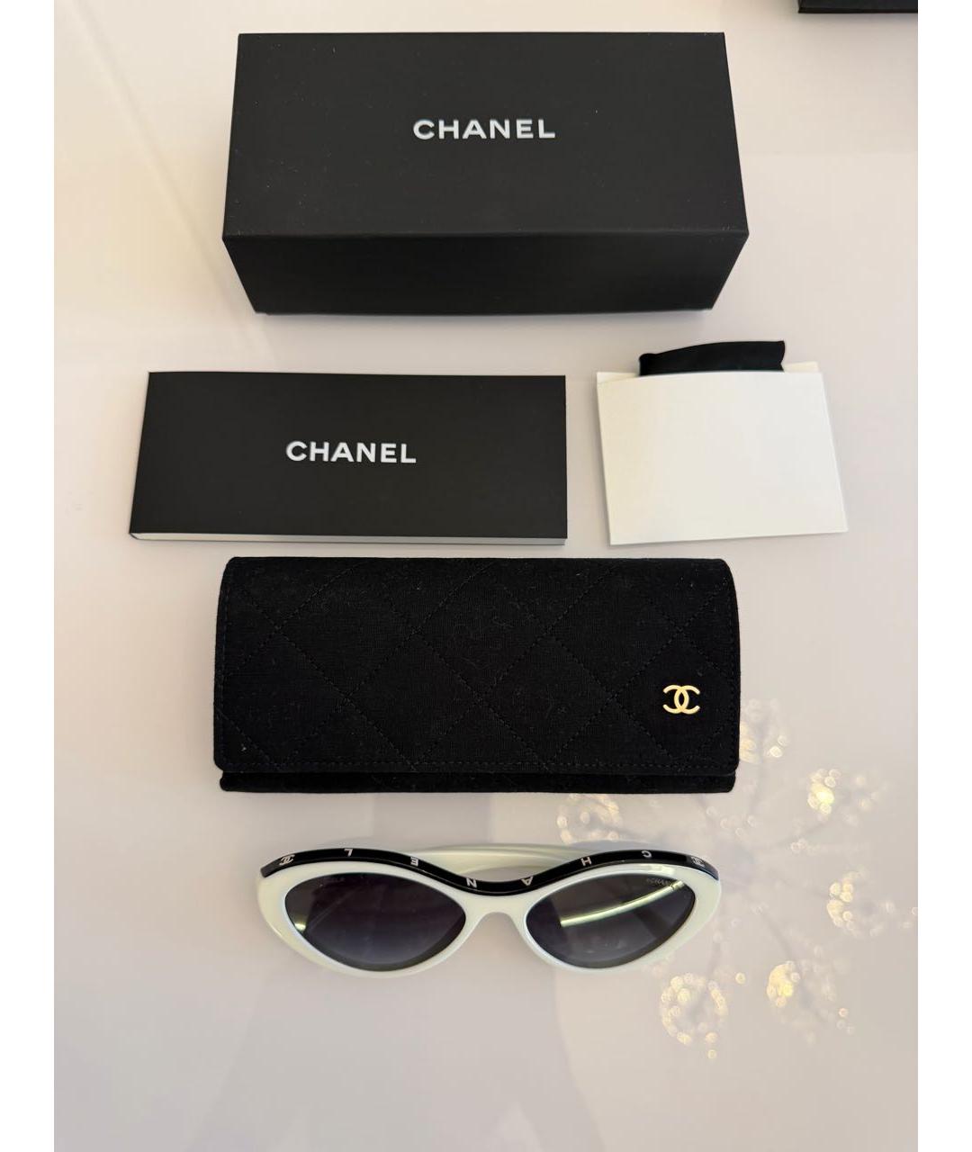 CHANEL Белые пластиковые солнцезащитные очки, фото 4