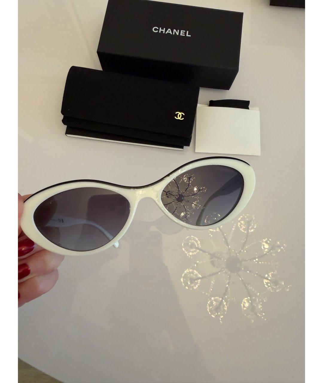 CHANEL Белые пластиковые солнцезащитные очки, фото 6