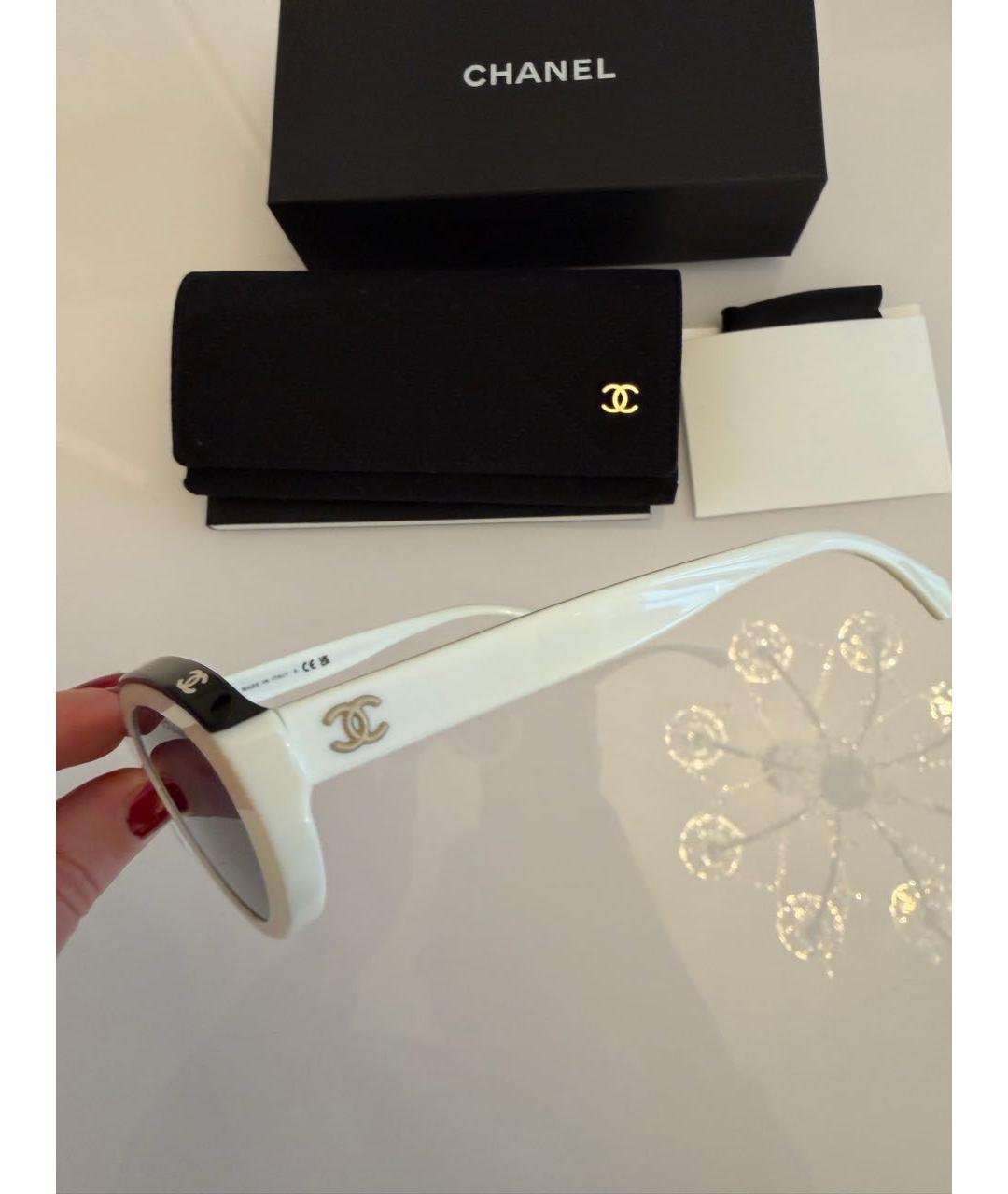 CHANEL Белые пластиковые солнцезащитные очки, фото 3