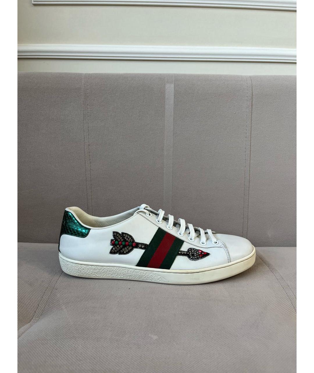 GUCCI Белые кожаные кеды, фото 6