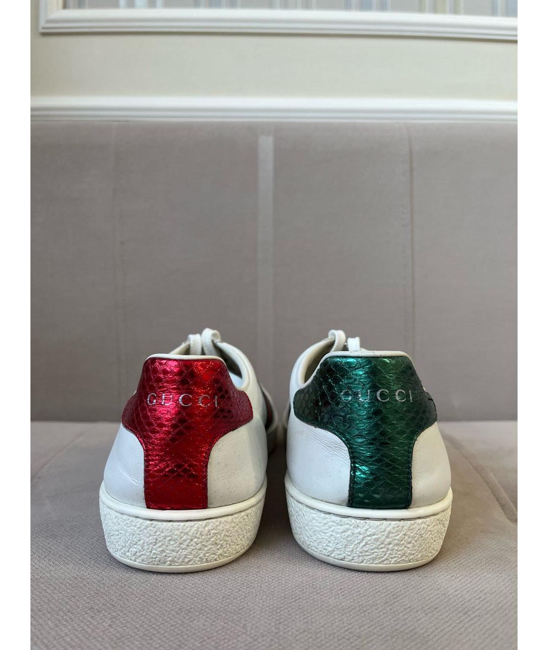 GUCCI Белые кожаные кеды, фото 4