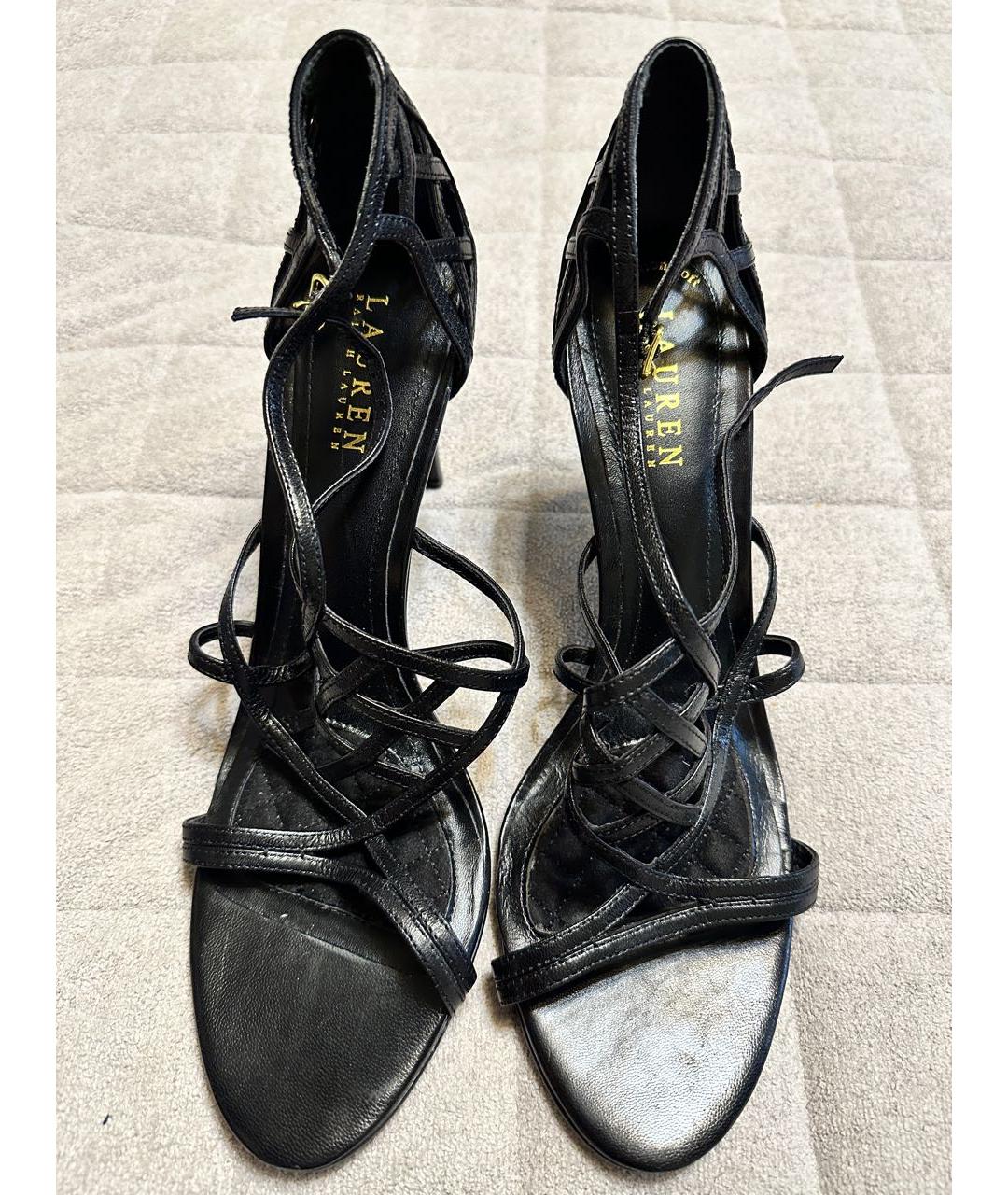 RALPH LAUREN Черные кожаные босоножки, фото 2