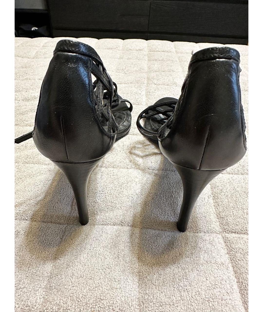 RALPH LAUREN Черные кожаные босоножки, фото 4
