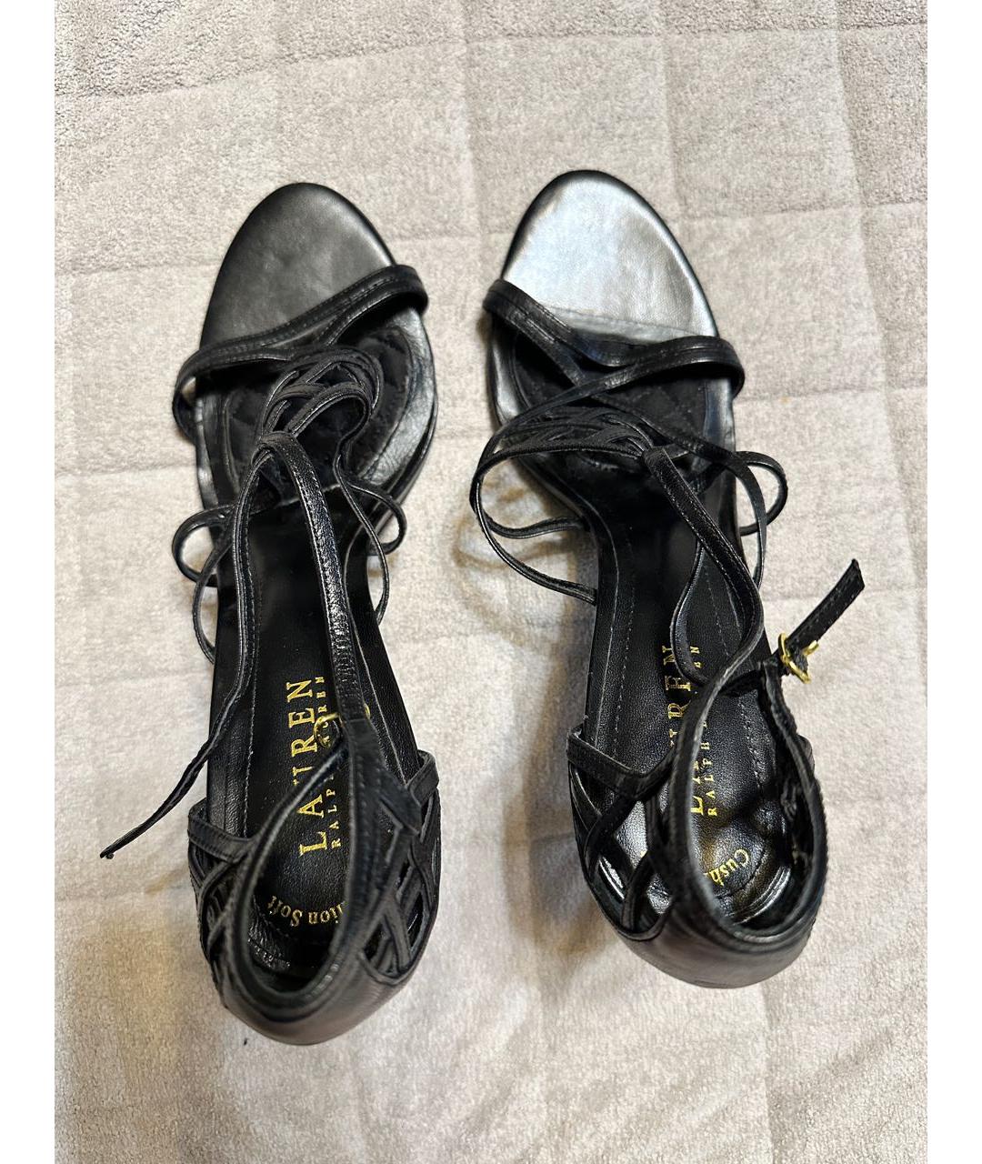 RALPH LAUREN Черные кожаные босоножки, фото 3