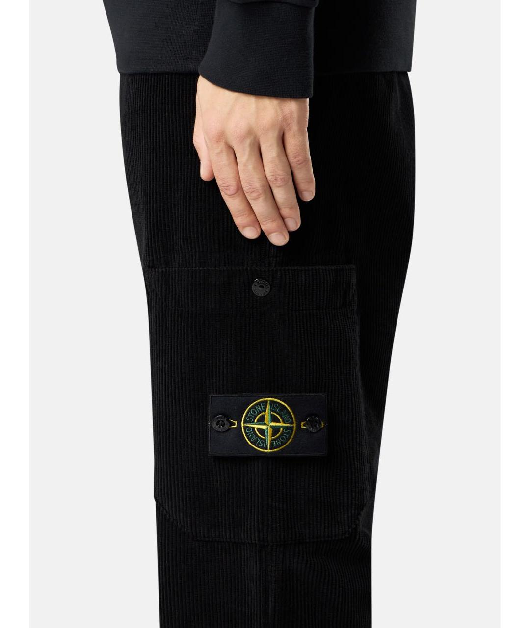 STONE ISLAND Черные хлопковые повседневные брюки, фото 6