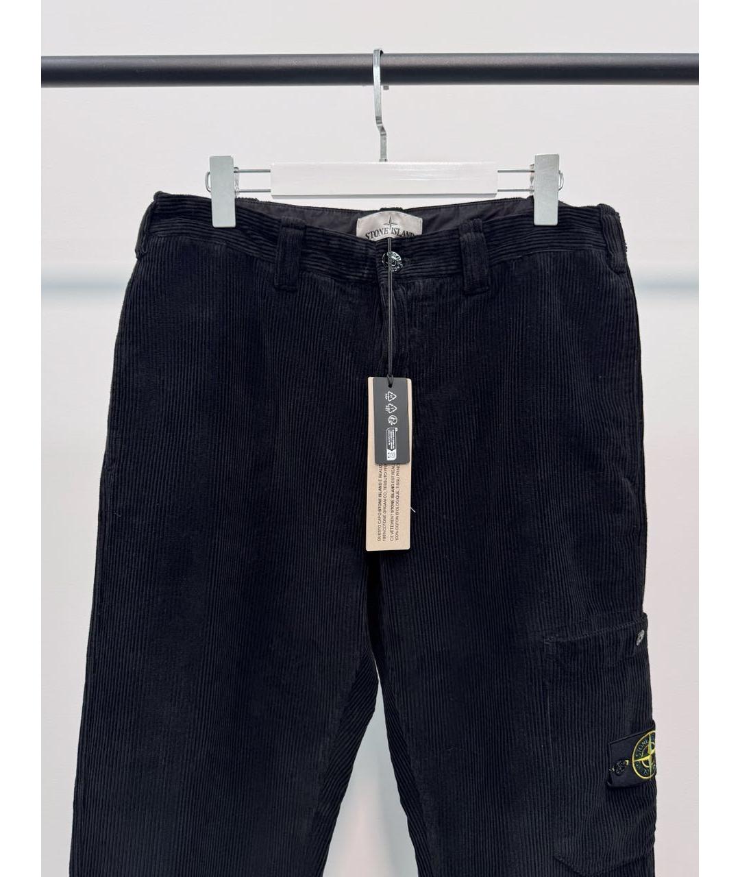 STONE ISLAND Черные хлопковые повседневные брюки, фото 3