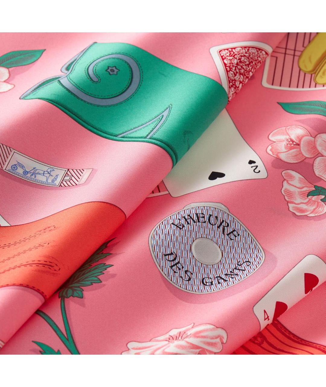 HERMES Розовый шелковый платок, фото 2