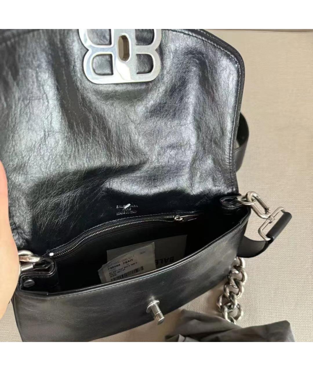 BALENCIAGA Черная кожаная сумка через плечо, фото 3