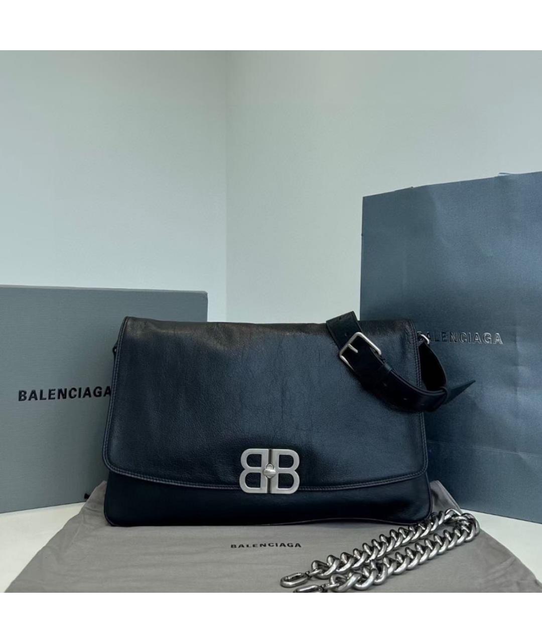 BALENCIAGA Черная кожаная сумка через плечо, фото 2