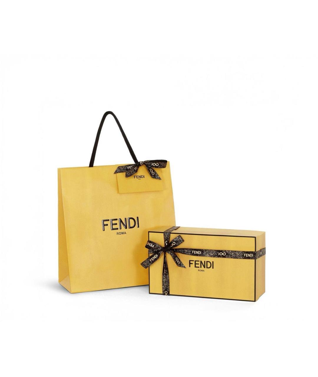 FENDI Коричневый шерстяной шарф, фото 4