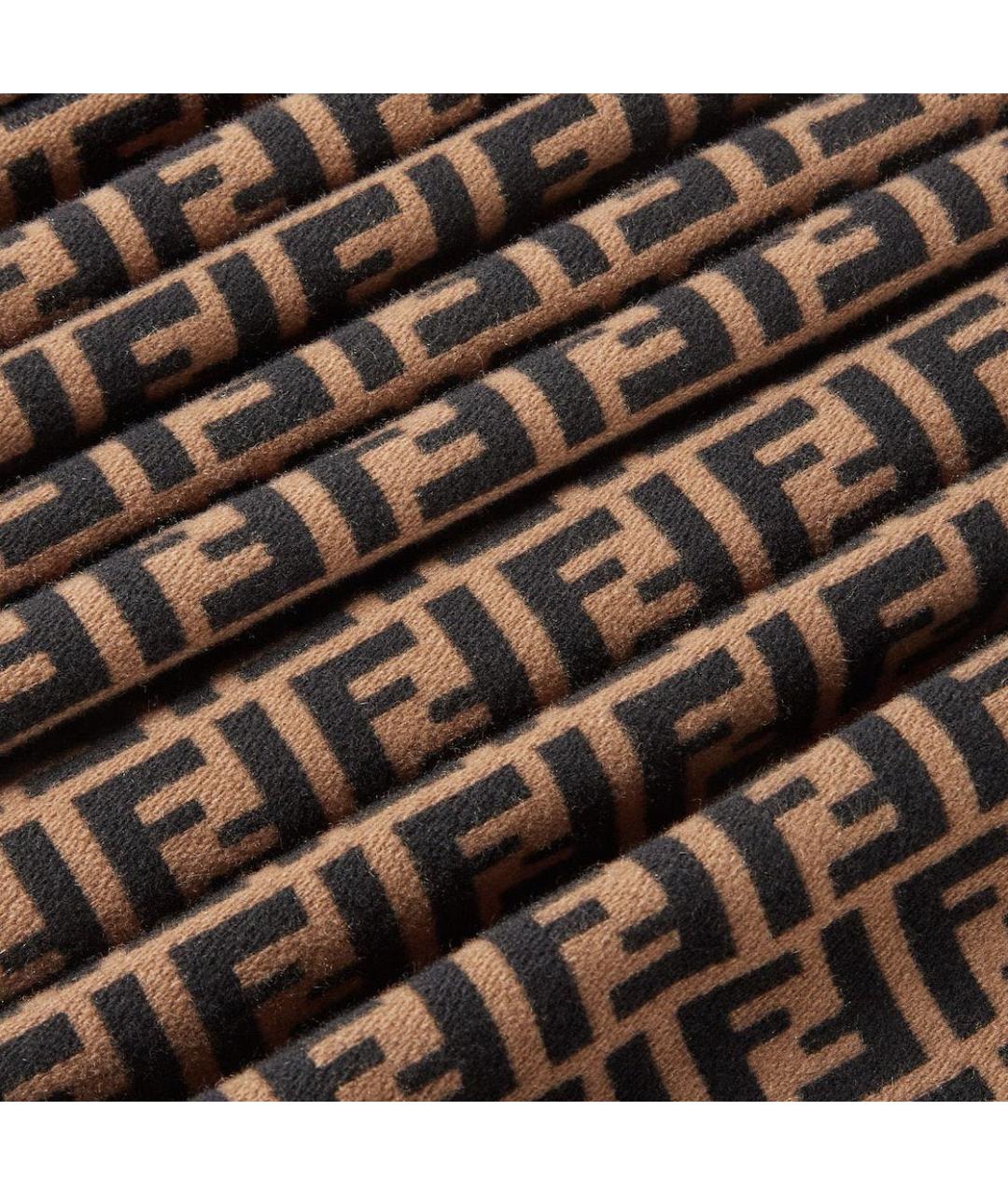 FENDI Коричневый шерстяной шарф, фото 5