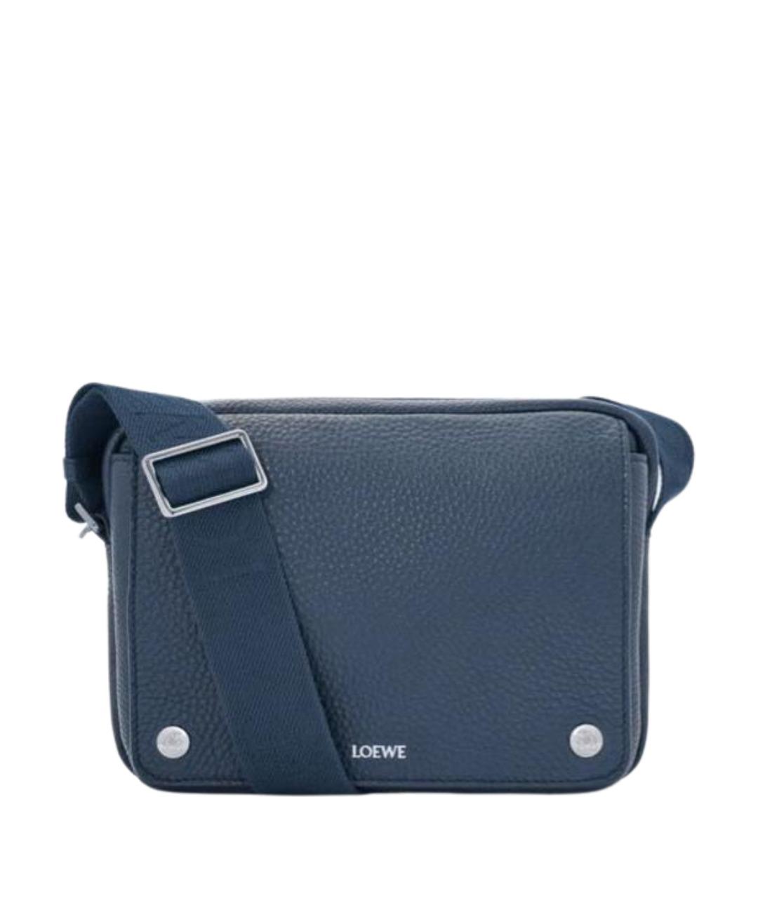 LOEWE Темно-синяя кожаная сумка на плечо, фото 1