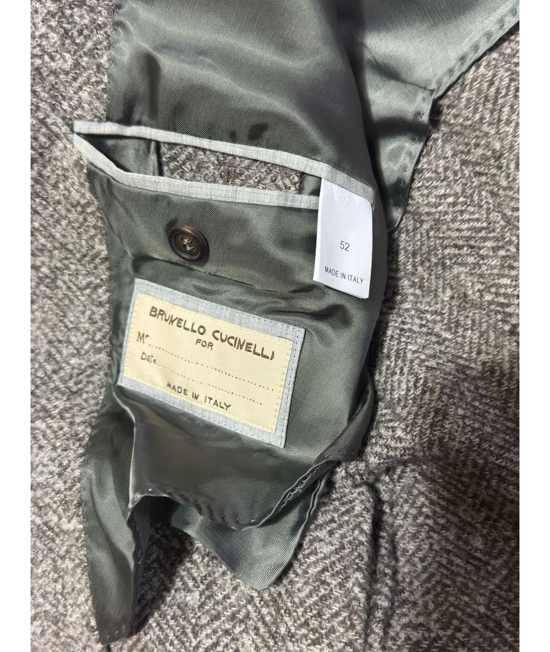 BRUNELLO CUCINELLI Серый шерстяной пиджак, фото 4
