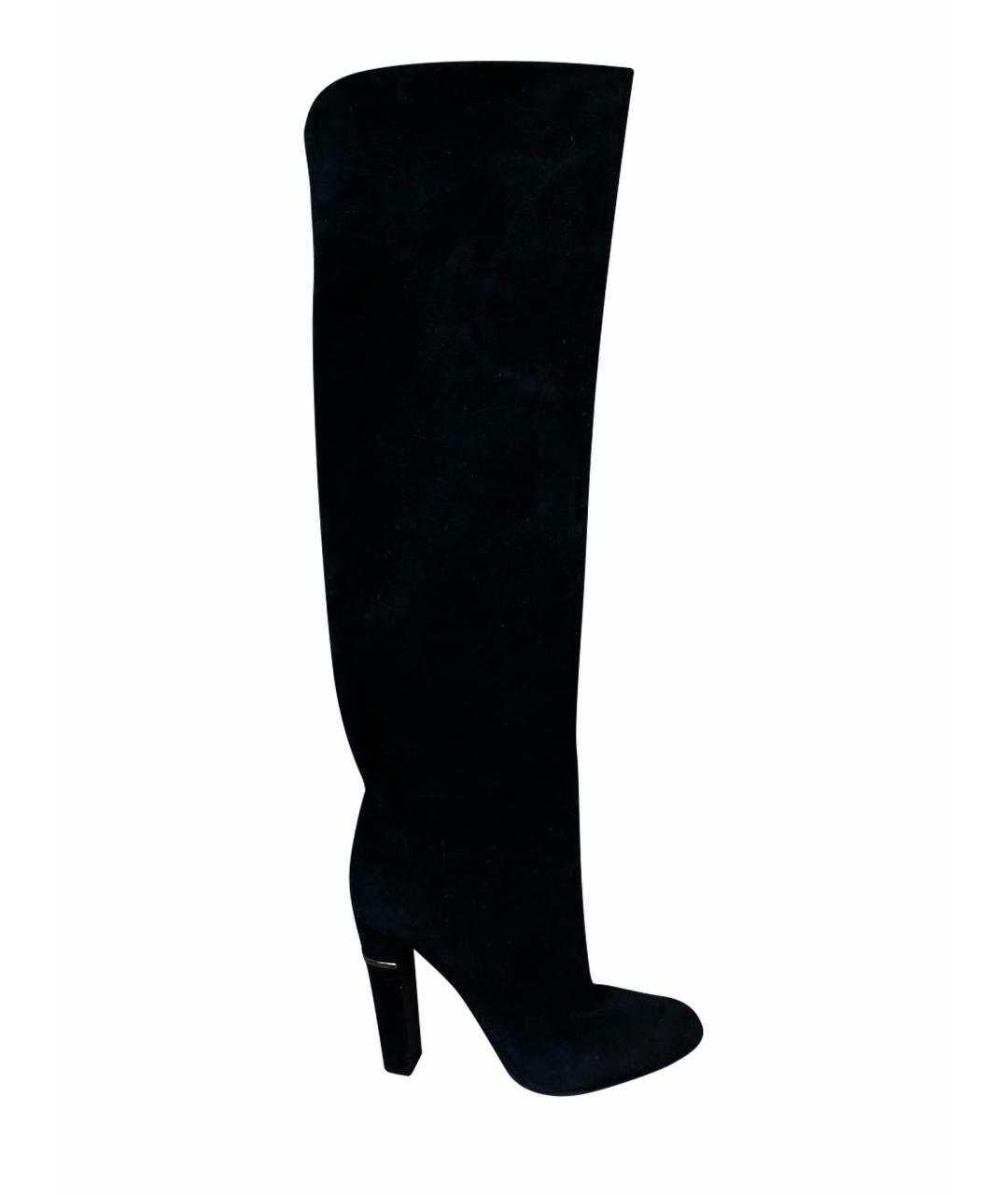 SERGIO ROSSI Черные замшевые ботфорты, фото 1