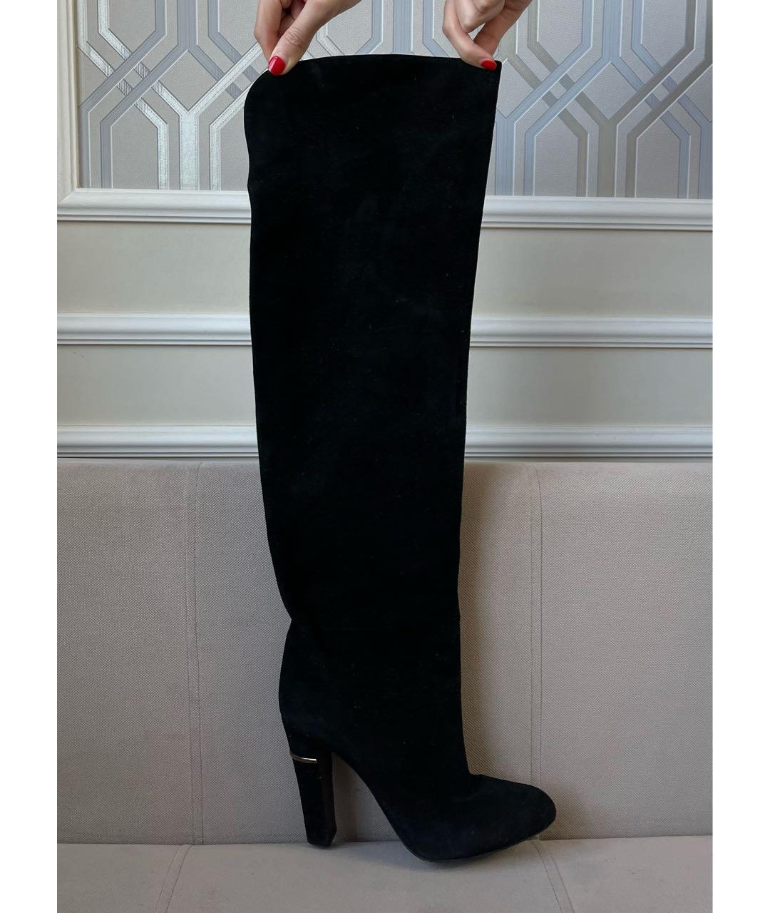 SERGIO ROSSI Черные замшевые ботфорты, фото 5