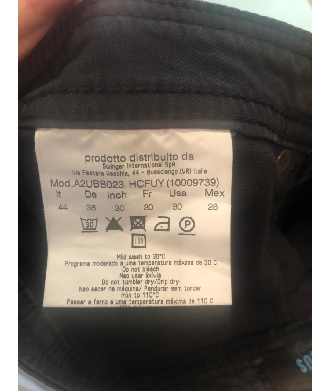 VERSUS VERSACE Черные хлопковые прямые джинсы, фото 8