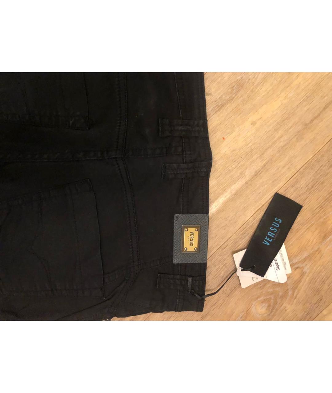 VERSUS VERSACE Черные хлопковые прямые джинсы, фото 2