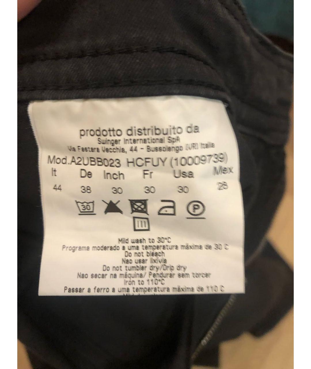 VERSUS VERSACE Черные хлопковые прямые джинсы, фото 4