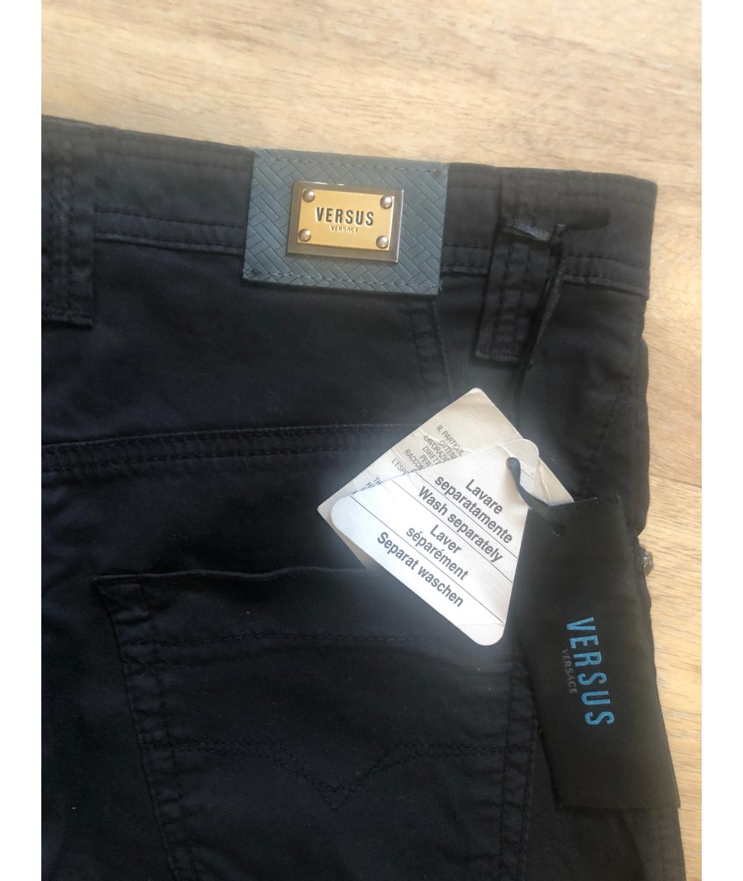 VERSUS VERSACE Черные хлопковые прямые джинсы, фото 6