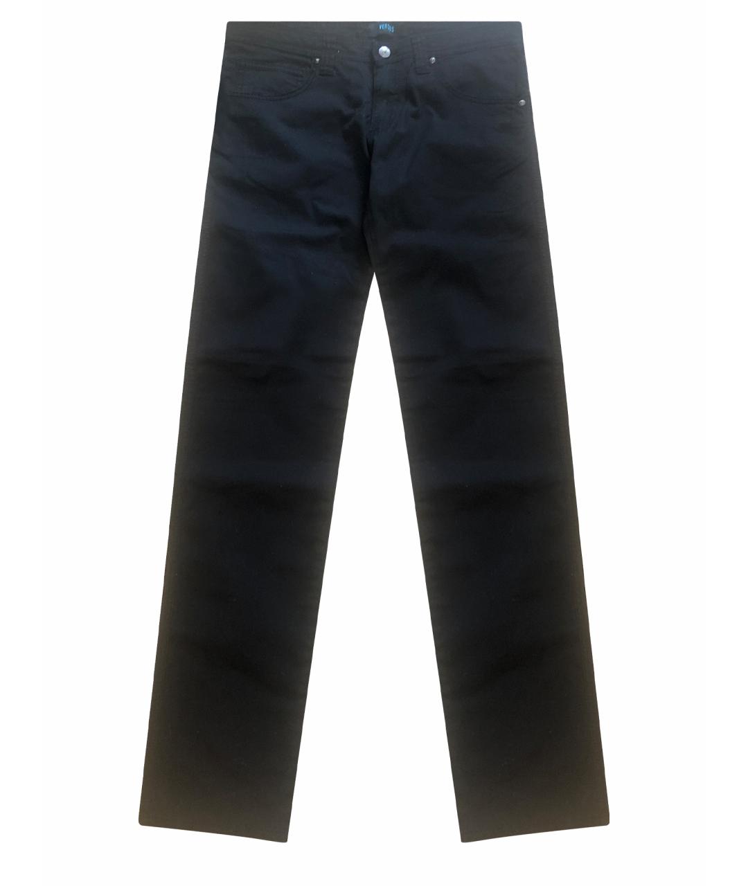 VERSUS VERSACE Черные хлопковые прямые джинсы, фото 1