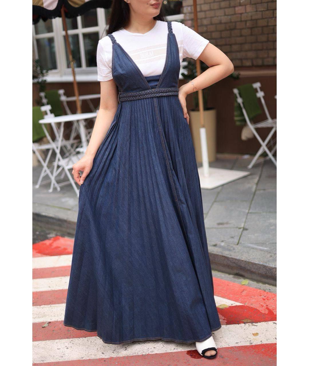 CHRISTIAN DIOR Синее хлопковое повседневное платье, фото 2