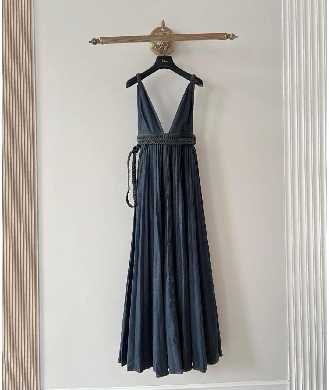 CHRISTIAN DIOR Синее хлопковое повседневное платье, фото 4