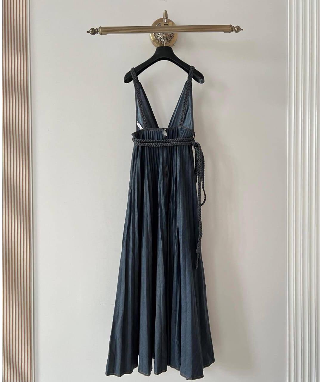 CHRISTIAN DIOR Синее хлопковое повседневное платье, фото 3