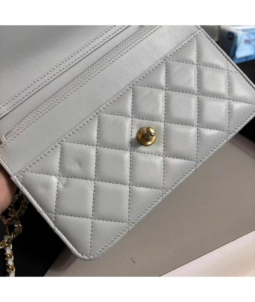 CHANEL Серая кожаная сумка через плечо, фото 6