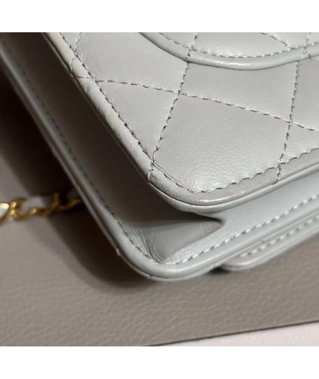 CHANEL Серая кожаная сумка через плечо, фото 7