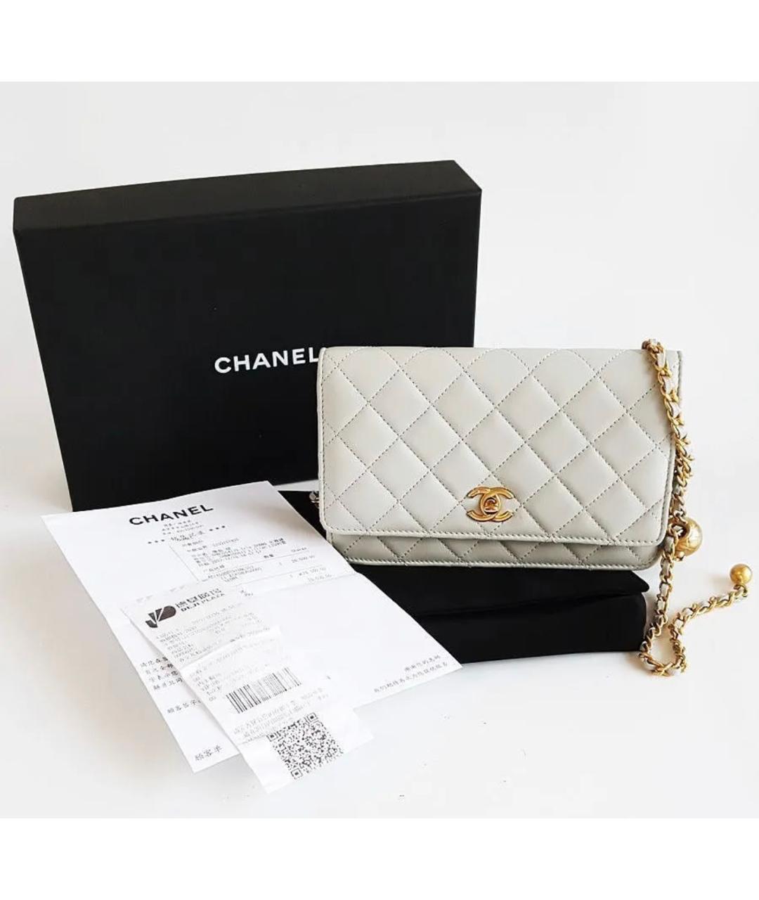 CHANEL Серая кожаная сумка через плечо, фото 3