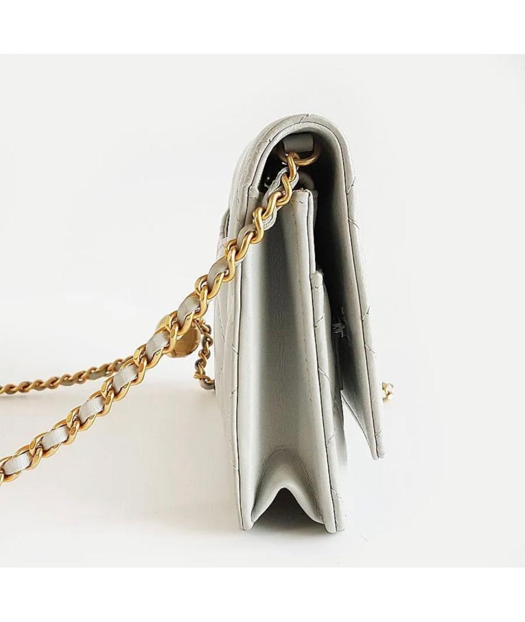 CHANEL Серая кожаная сумка через плечо, фото 4