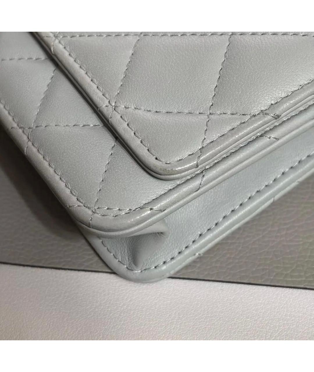 CHANEL Серая кожаная сумка через плечо, фото 5