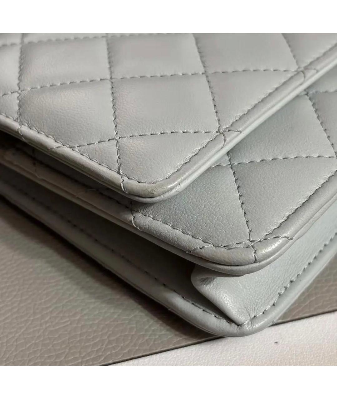 CHANEL Серая кожаная сумка через плечо, фото 9