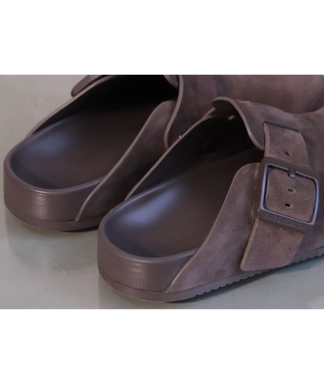 BALENCIAGA Коричневые замшевые мюли, фото 4