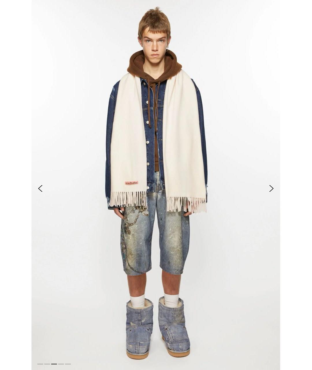 ACNE STUDIOS Бежевый шерстяной шарф, фото 5