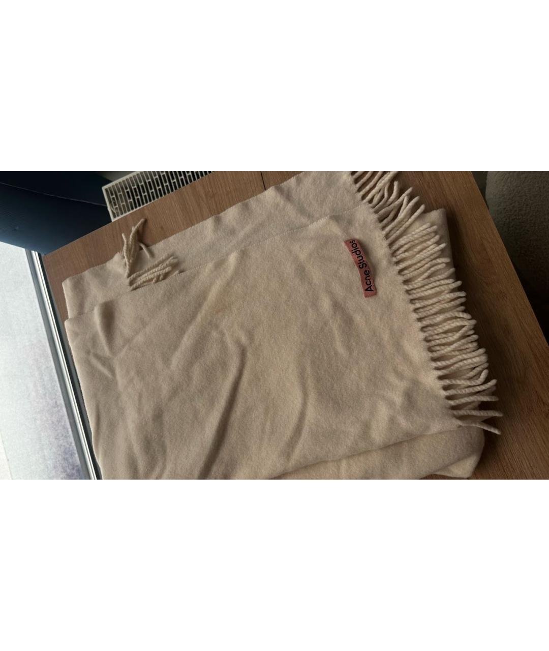 ACNE STUDIOS Бежевый шерстяной шарф, фото 2