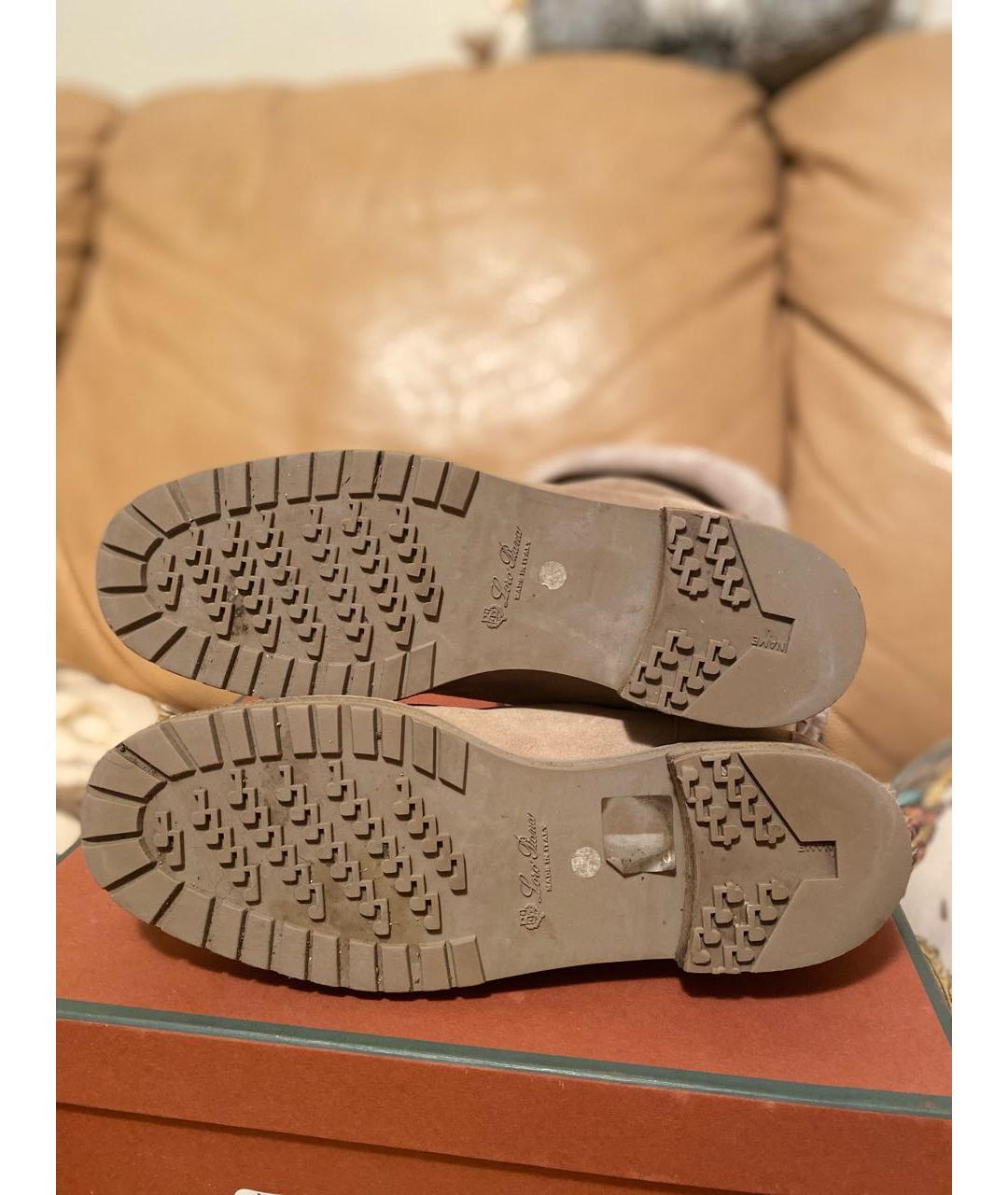 LORO PIANA Бежевые замшевые полусапоги, фото 5