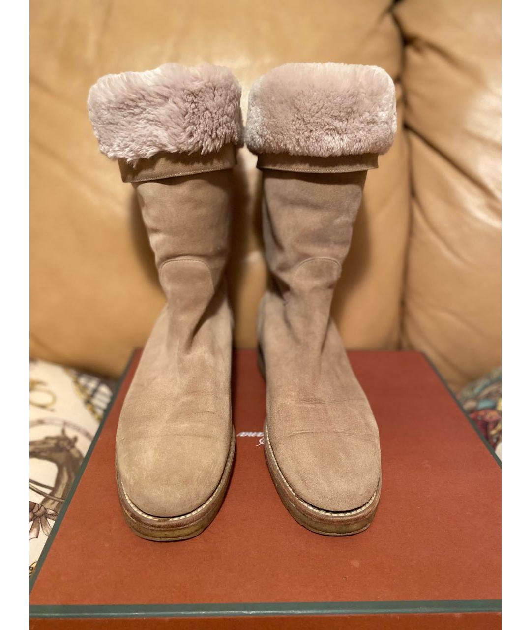 LORO PIANA Бежевые замшевые полусапоги, фото 2