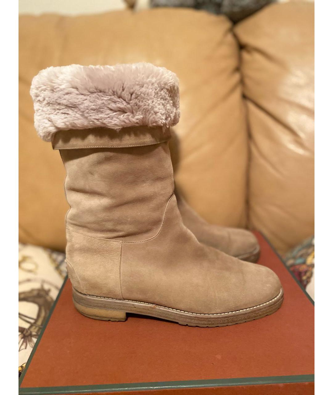 LORO PIANA Бежевые замшевые полусапоги, фото 8