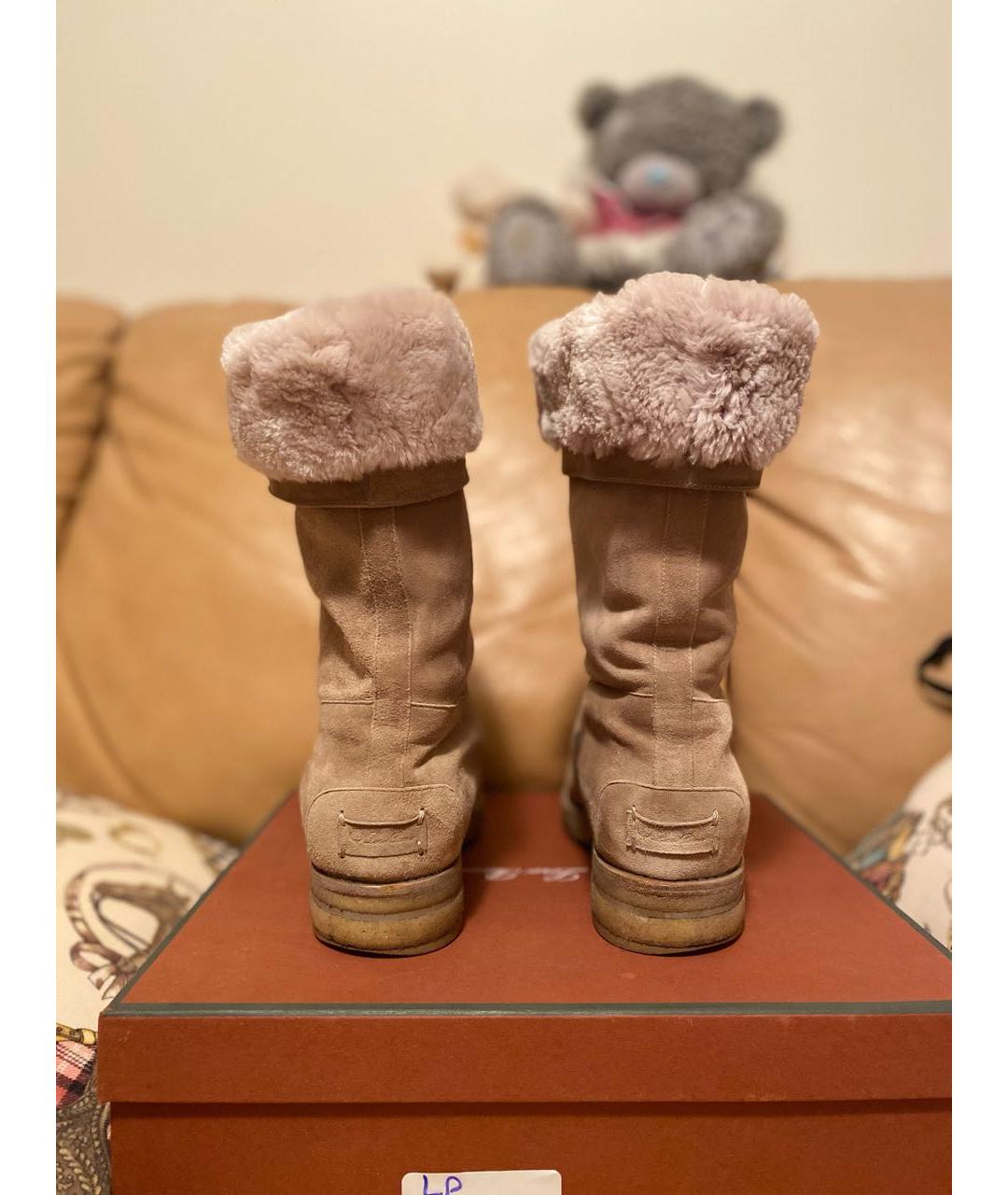 LORO PIANA Бежевые замшевые полусапоги, фото 4