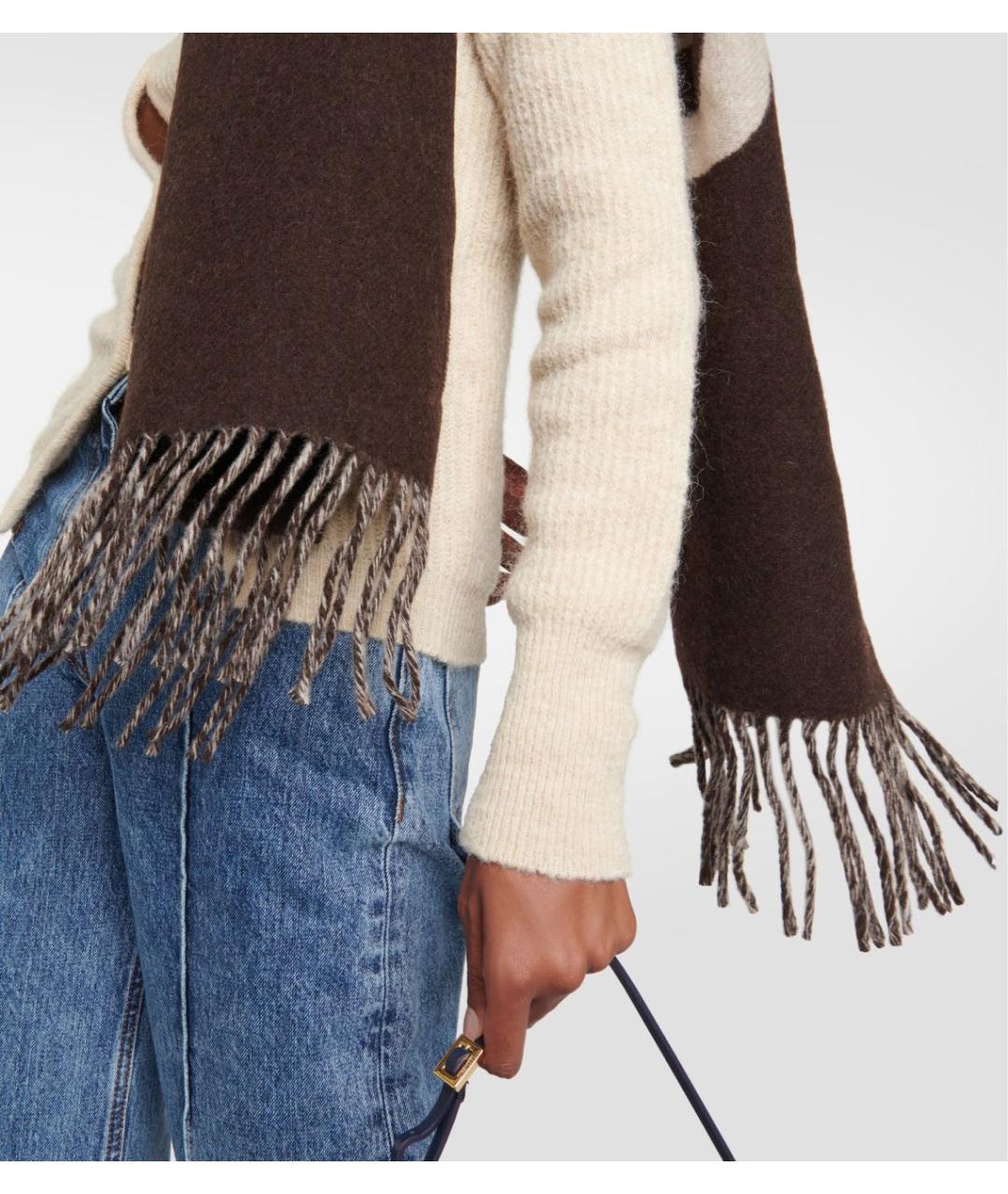 JACQUEMUS Коричневый шерстяной шарф, фото 3