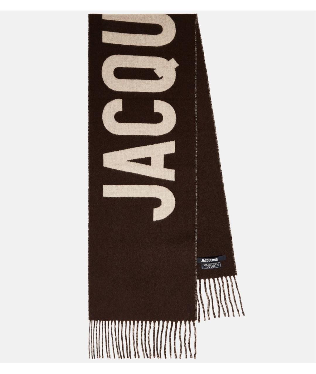 JACQUEMUS Коричневый шерстяной шарф, фото 6