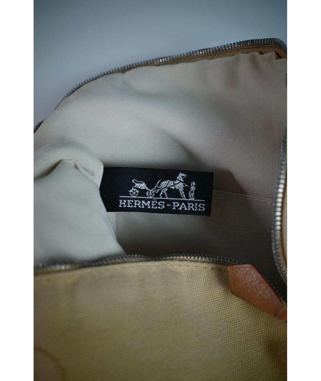 HERMES Бежевая хлопковая косметичка, фото 4