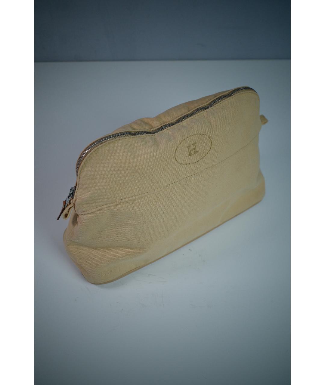HERMES Бежевая хлопковая косметичка, фото 2