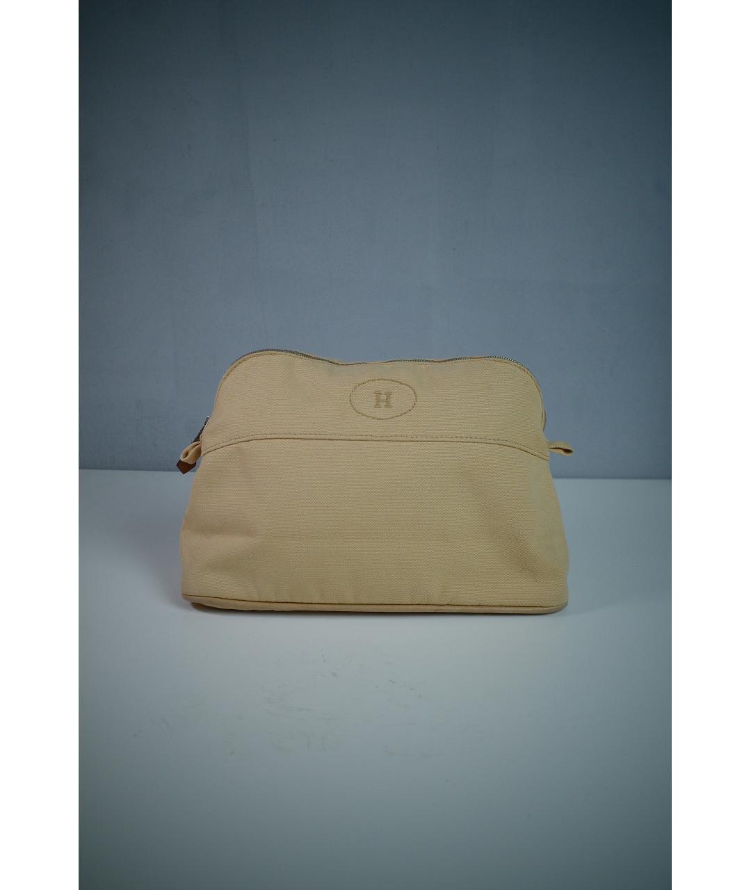 HERMES Бежевая хлопковая косметичка, фото 6